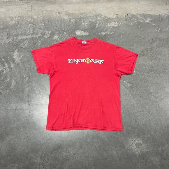 Vintage 2002 Linkin Park Red Graphic T-Shirt Hanes Beefy-T XL Great Condition - Picture 1 of 7